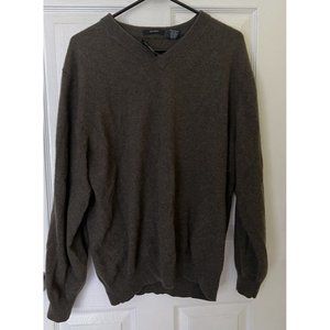 Allen Solly 100% Cashmere Mens V Neck Sweater Size XL Army Green